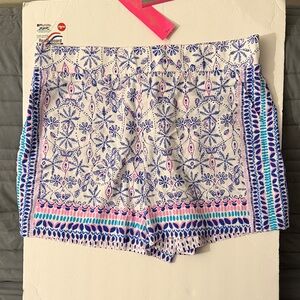 Lilly Pulitzer Blue and Pink Patterned High Waist Shorts
